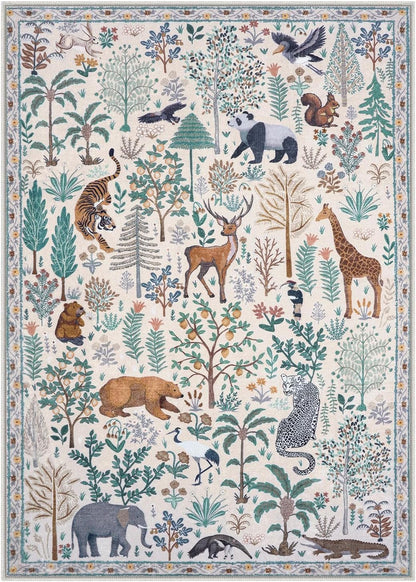 OJIA Jungle 8x10 Area Rugs for Living Room Bedroom Large Washable Rugs, Thin Modern Nursery Rug