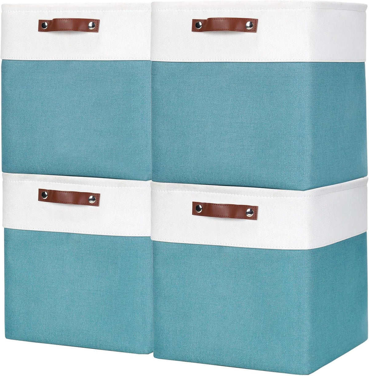 13x13 Cube Storage Bins, Collapsible Fabric Storage Box, 4 Pack Closet Baskets with Handles for