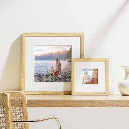 Vittanly 8x8 Picture Frames Set of 9, Shatter Resistant Plexiglass, Display 4x4 Pictures with Mat