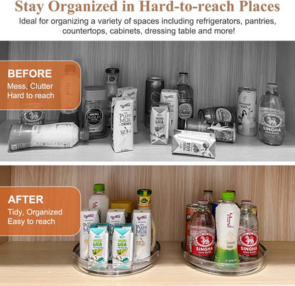 Clear Lazy Susan Organizer Turntable for Cabinet Table Top, 9.25 Inch 2 Pack 360 Rotating Spinning
