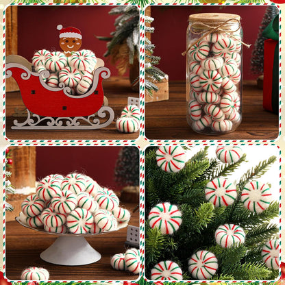 36 Pcs Felt Peppermint Decoration Christmas Wool Peppermints Christmas Arts Crafts Supplies, DIY