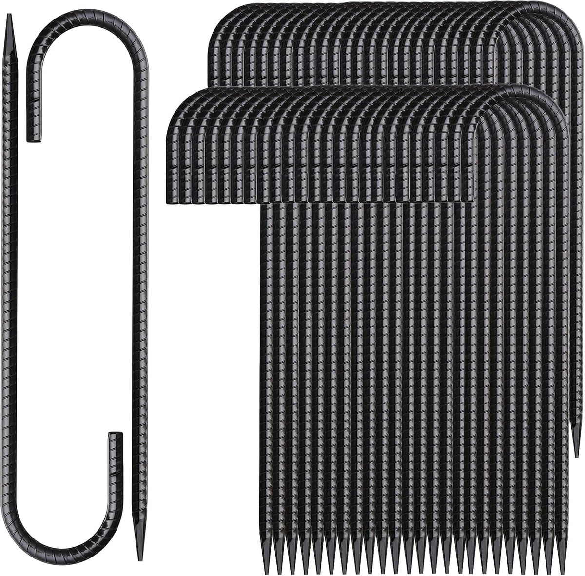 12 Inch Rebar Stakes 50 Pack J Hook Ground Stakes Heavy Duty Chain Link Fence Stakes Galvanized