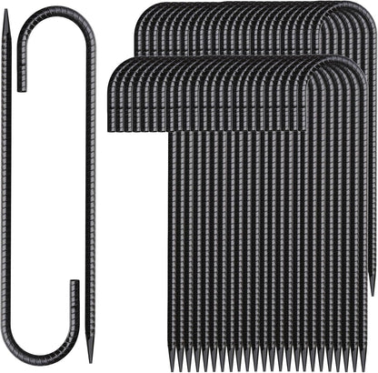 12 Inch Rebar Stakes 50 Pack J Hook Ground Stakes Heavy Duty Chain Link Fence Stakes Galvanized
