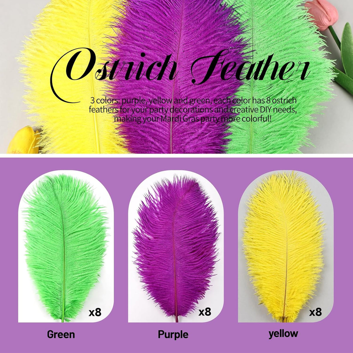 THARAHT Mix Colour Ostrich Feathers 12pcs Natural Bulk 10-12Inch 25cm-30cm for Wedding Party