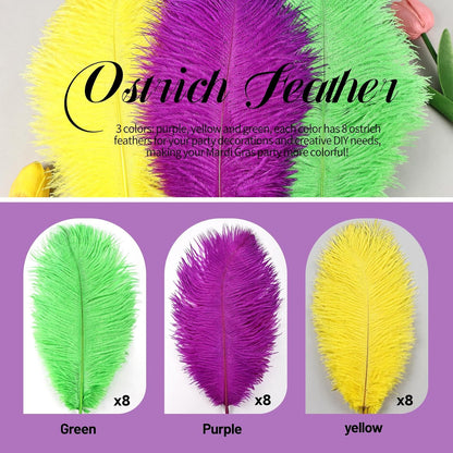 THARAHT Mix Colour Ostrich Feathers 24pcs Natural Bulk 10-12Inch 25cm-30cm for Wedding Party