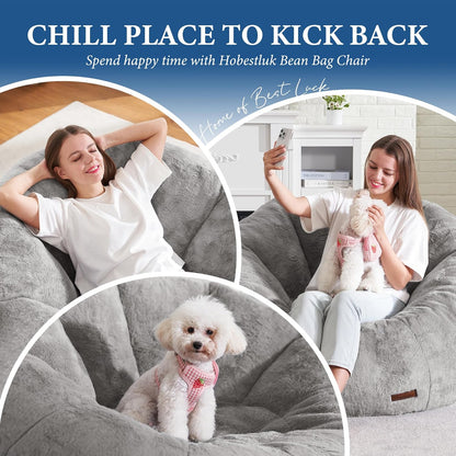 Hobestluk Bean Bag Chairs Large Bean Bag Couch for Adults Stuffed Sofa Chair Comfy Giant Bean Bag