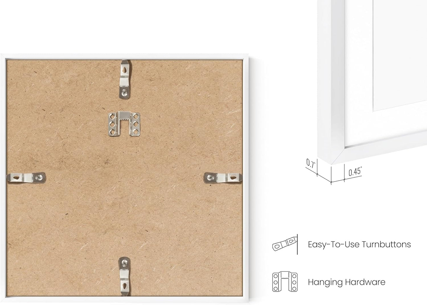 HAUS AND HUES 10x10 White Metal Picture Frames Matted to 5x5 - Features Premium Aluminum & Hanging