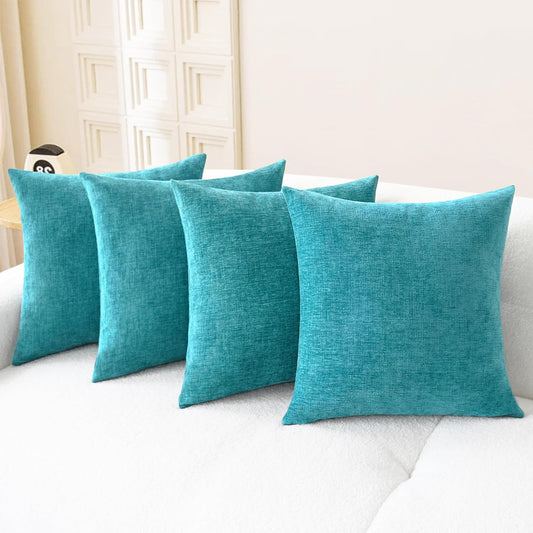 CaliTime Throw Pillow Covers Decorative 18 X 18 Inches Pack of 4 Cozy Chenille Cushion Cases for