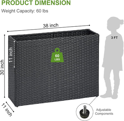 LEWIS&WAYNE Large Rectangular Block Planter Box Handmade Wicker Tall Planters for Outdoor Plants