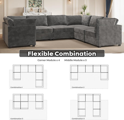ovios Sectional Sofa Couch with U-Shape Chaise Oversized, Comfy Modular Cloud Couches with Deep