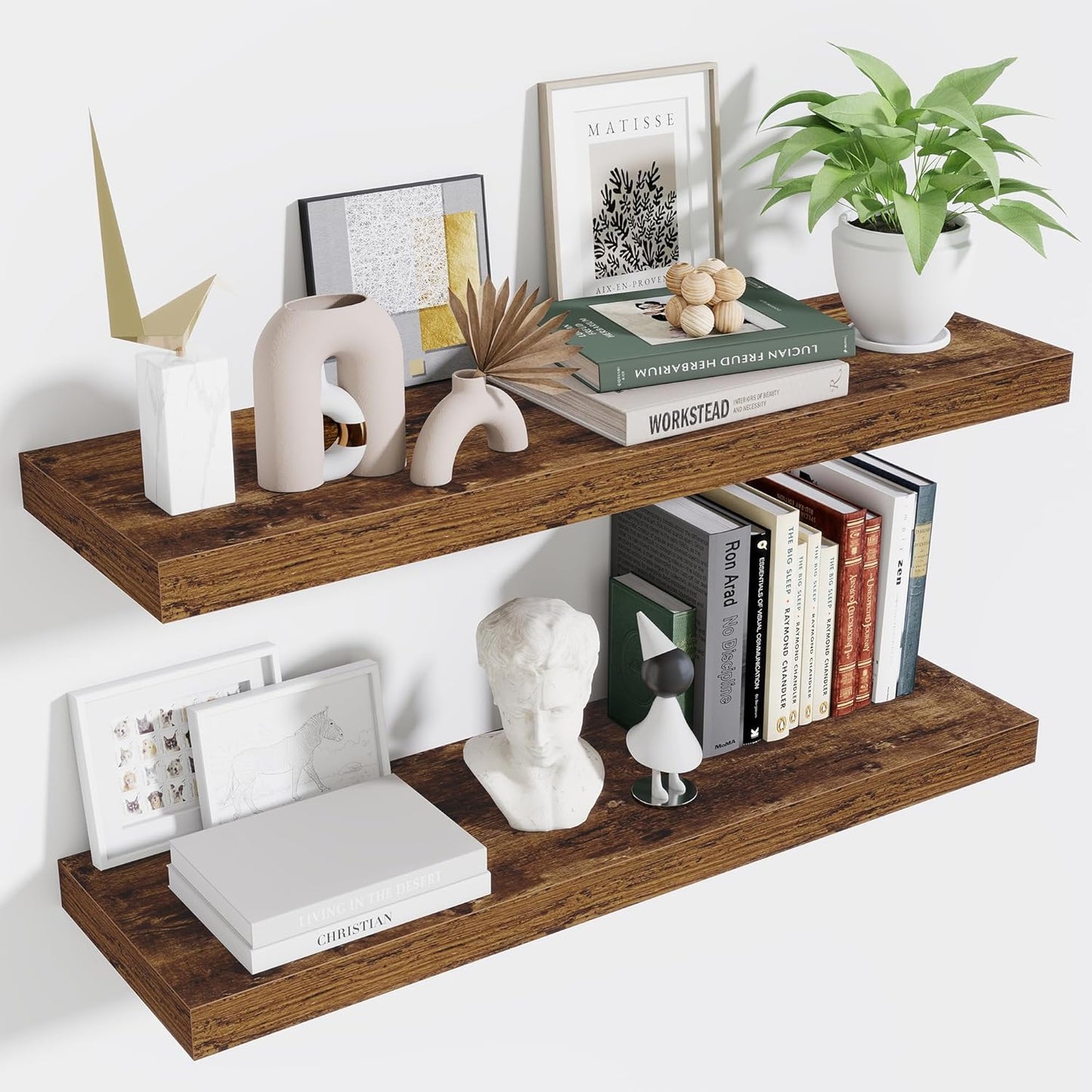 Fun Memories Floating Shelves for Wall 36 Inches, Wood Shelves with Invisible Bracket, 10" Deep