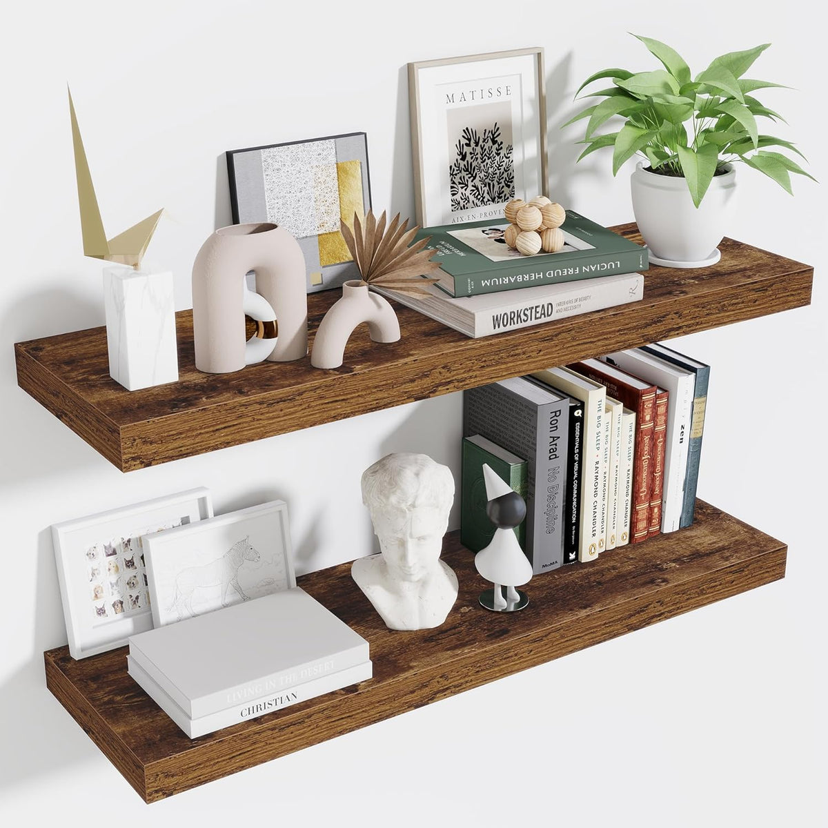 Fun Memories Floating Shelves for Wall 36 Inches, Wood Shelves with Invisible Bracket, 10" Deep