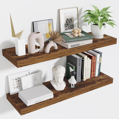 Fun Memories Floating Shelves for Wall 36 Inches, Wood Shelves with Invisible Bracket, 10" Deep