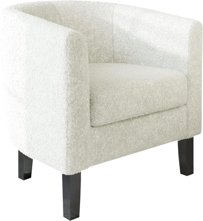 BELLEZE Accent Barrel Chair, Linen Round Chair Club Tub Sofa Corner Chair with Flared Legs and Cozy