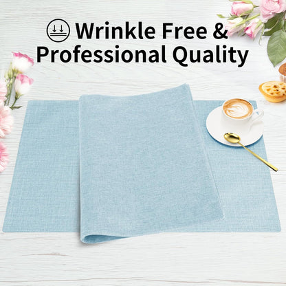 Cloth Placemats, Set of 4 Heat-Resistant Cotton Linen Blend Double Layered Machine Washable Place