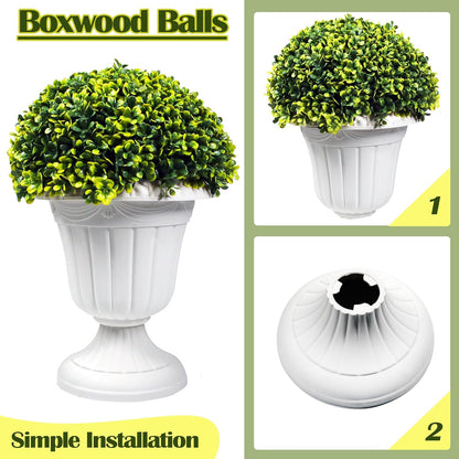 Sunnyglade 2 PCS 17" Artificial Plastic Boxwood Ball Tree, Faux Potted Decorative Topiary Plant, UV