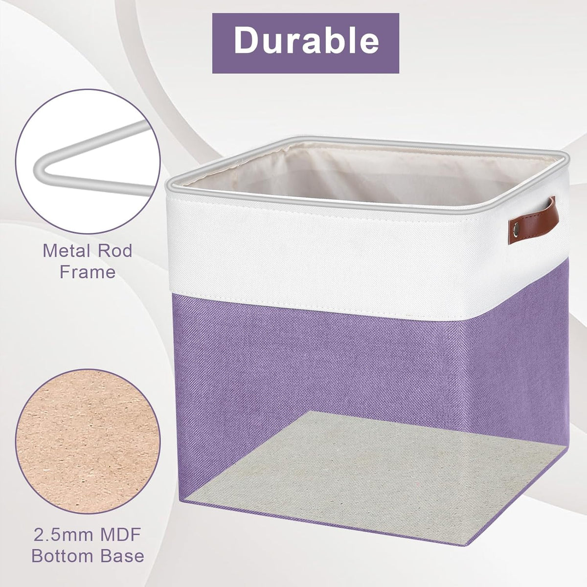13x13 Cube Storage Bins, Collapsible Fabric Storage Box, 4 Pack Closet Baskets with Handles for