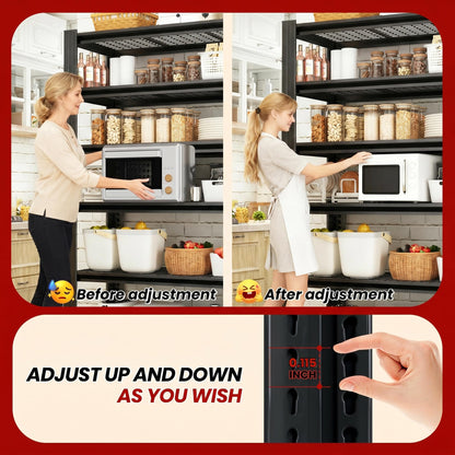 FOSTOKO 72" H Heavy Duty Garage Shelving, Metal Storage Shelves, 5 Tier Adjustable Storage Shelves