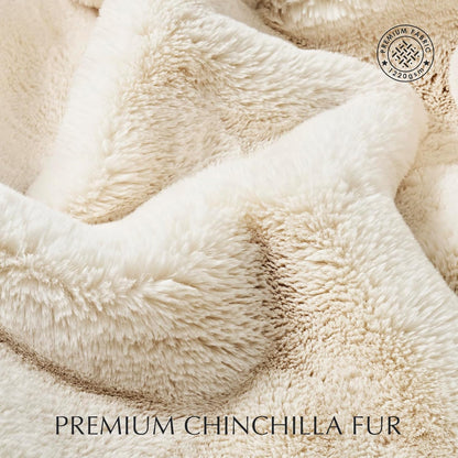 Luxury Soft Faux Chinchilla Fur Throw Blanket for Couch, Warm Thick Heavy Winter Throw Blanket