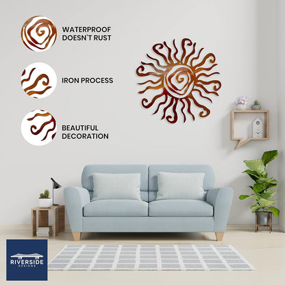 Wacky Sun Metal Wall Art Indoor/Outdoor Decor - 12" Copper Rust Proof Wall Sculpture - Made in USA