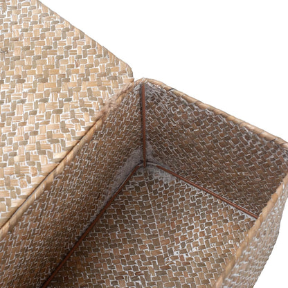 Wicker Basket with Lid, Seagrass Storage Basket, Woven Decorative Storage Baskets for Shelf