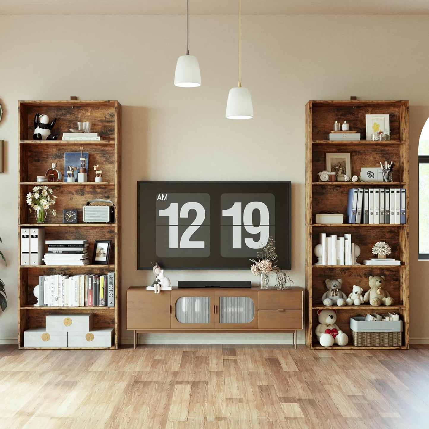 IRONCK Bookshelves and Bookcases Set of 2 Floor Standing 6 Tiers Display Storage Shelves 70 in Tall