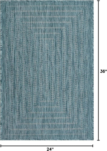 Adiva Rugs Outdoor Indoor Area Rug, Weather Resistant, Easy to Clean, Stain Resistant Floor Mat for