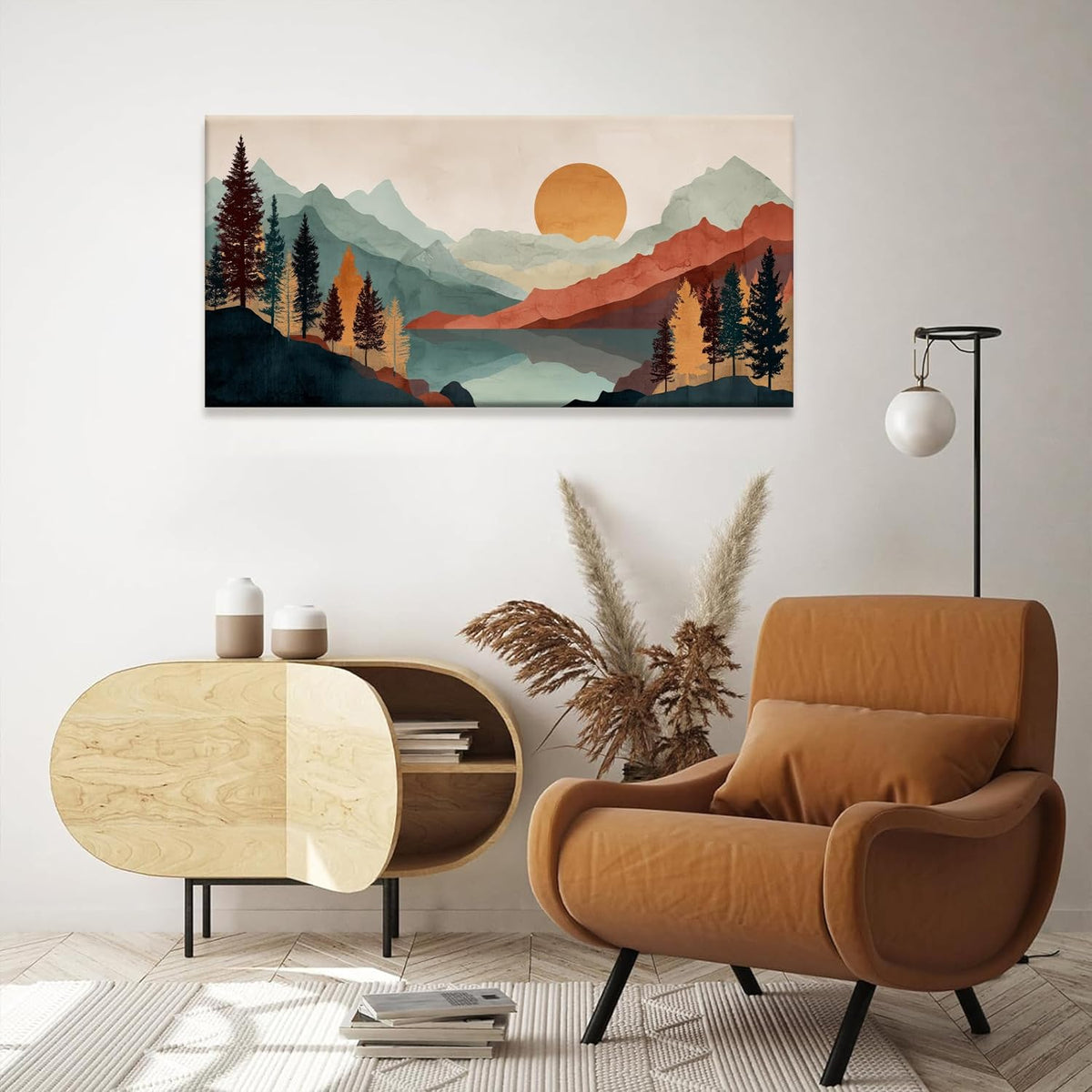 Tsomzxng Mountain Boho Wall Art For Bedroom Artwork Abstract Mountain Forest Landscapes Colorful