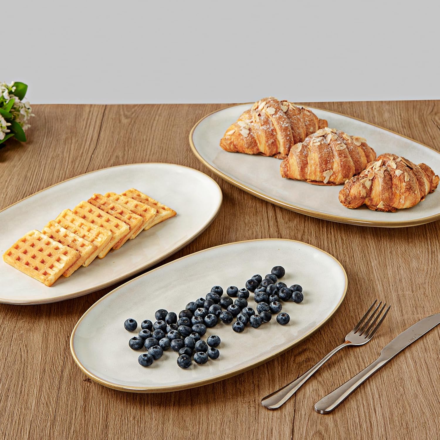 famiware Serving Platter, Oval 15.59/14.3/12.9 inch Serving Dishes for Entertaining, Serving Bowls