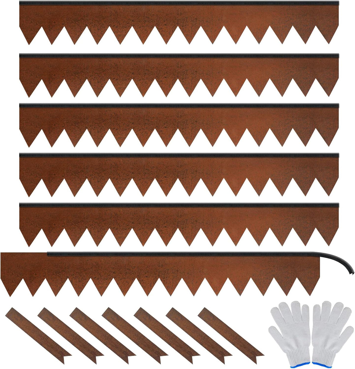 Worth Garden 6-Pack Cor-Ten Steel Landscape Edging with Black Protection Strips - Rust Patina