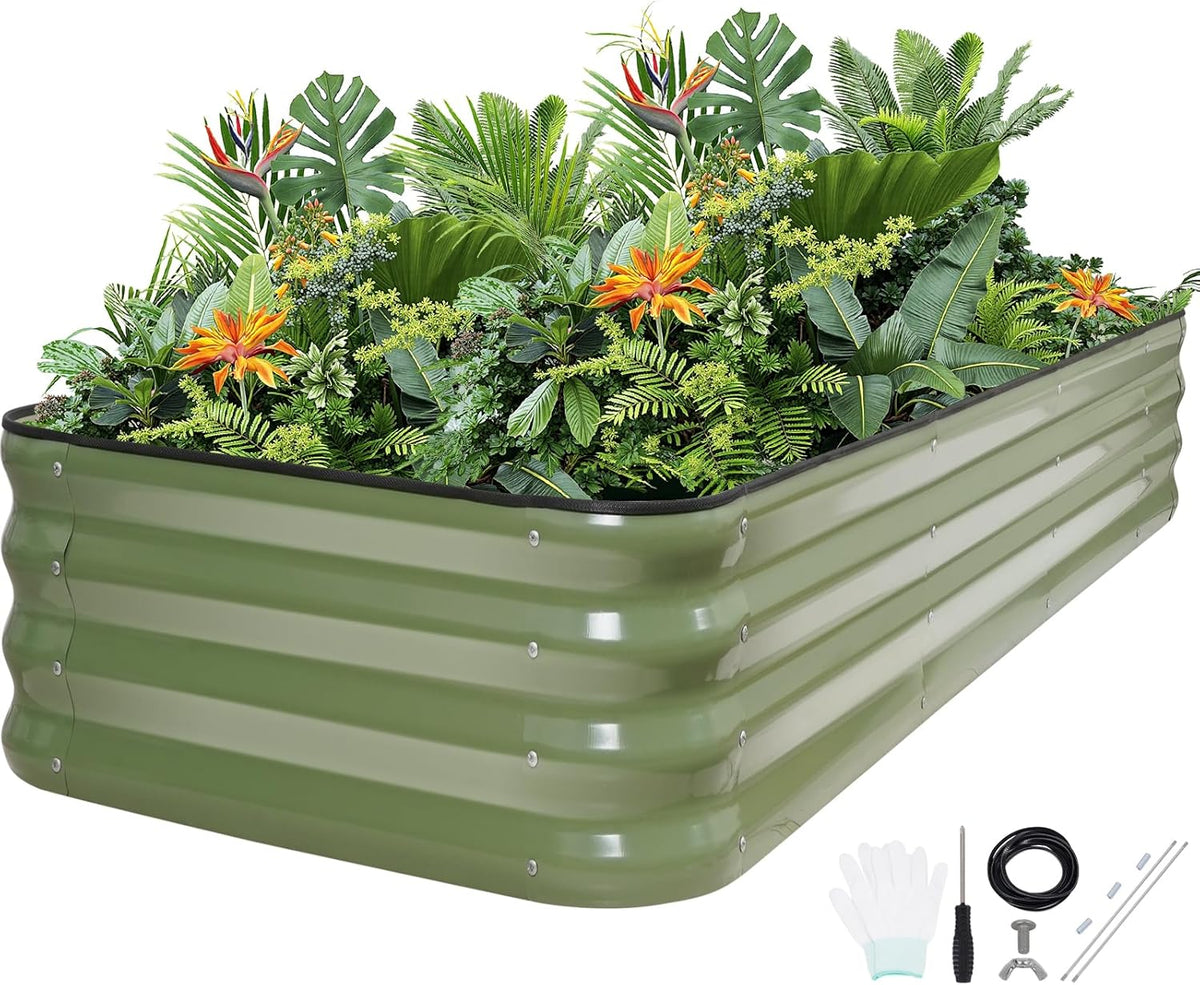 5-in-1 Adjustable Raised Garden Bed Kit | Galvanized Planter Boxes for Vegetables, Flowers | 12"