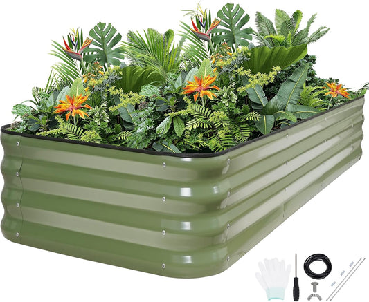 5-in-1 Adjustable Raised Garden Bed Kit | Galvanized Planter Boxes for Vegetables, Flowers | 12"