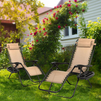 Nazhura Set of 2 Relaxing Recliners Patio Chairs Adjustable Steel Mesh Zero Gravity Lounge Chair