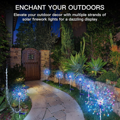 suddus Solar Garden Lights Outdoor Waterproof Decorative, 2Pack 150LED Firework Lights 8 Modes
