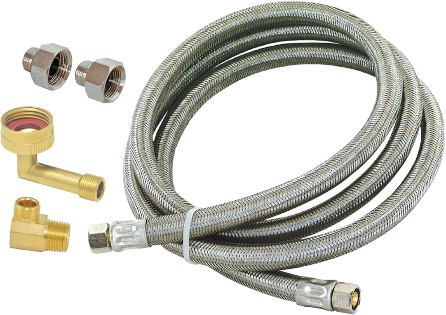 Eastman Dishwasher Installation Kit, 12 Foot Hose with Adapters, 3/8 Inch MIP x 3/4 Inch FHT
