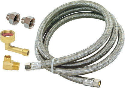 Eastman Dishwasher Installation Kit, 12 Foot Hose with Adapters, 3/8 Inch MIP x 3/4 Inch FHT