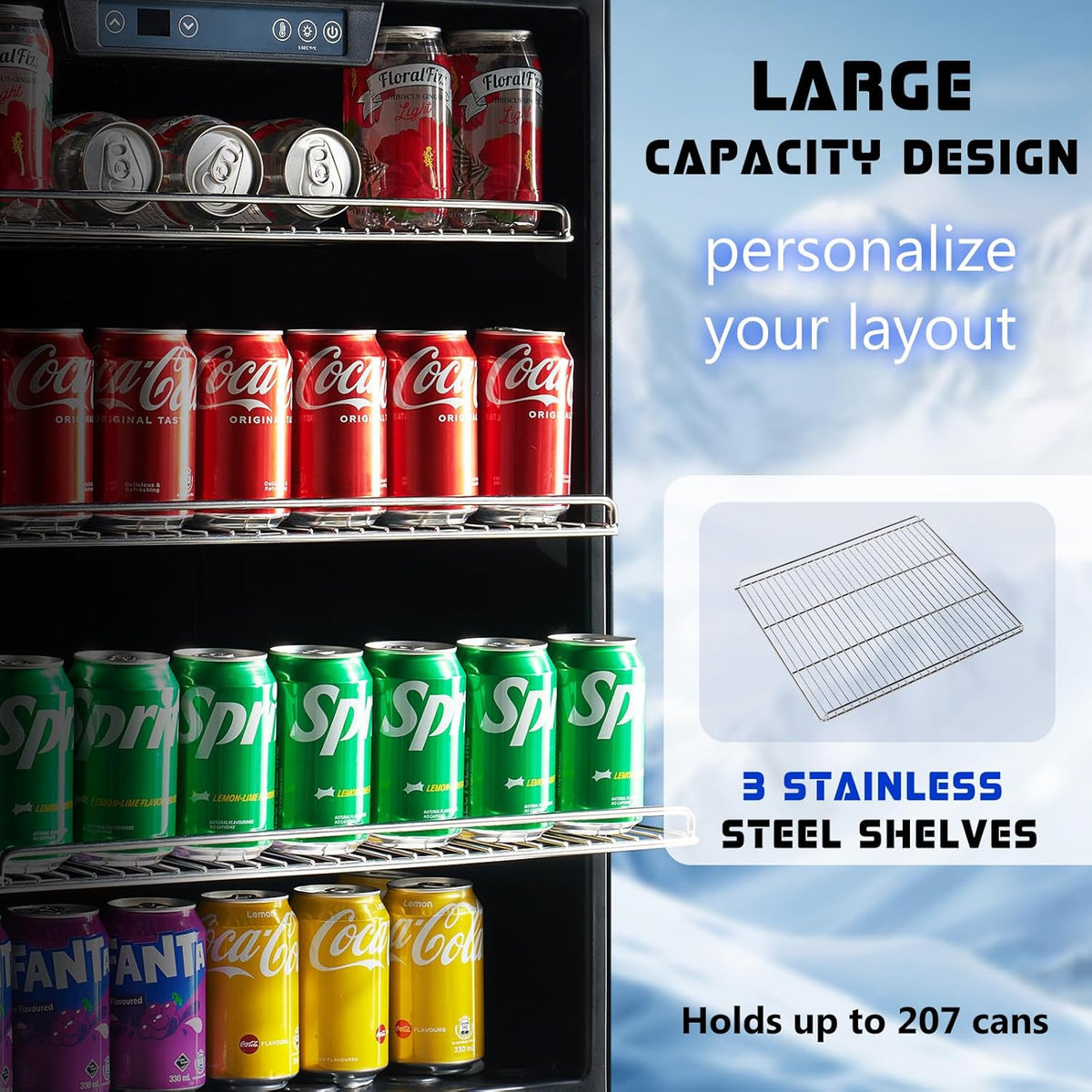 Albott Beverage Refrigerator-24 In fridge with Glass Door, Adjustable Shelves and LED Touch Panel
