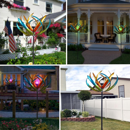 Large Solar Wind Spinners for Yard and Garden-82.6 Inch 360° Metal Wind Sculptures Outdoor