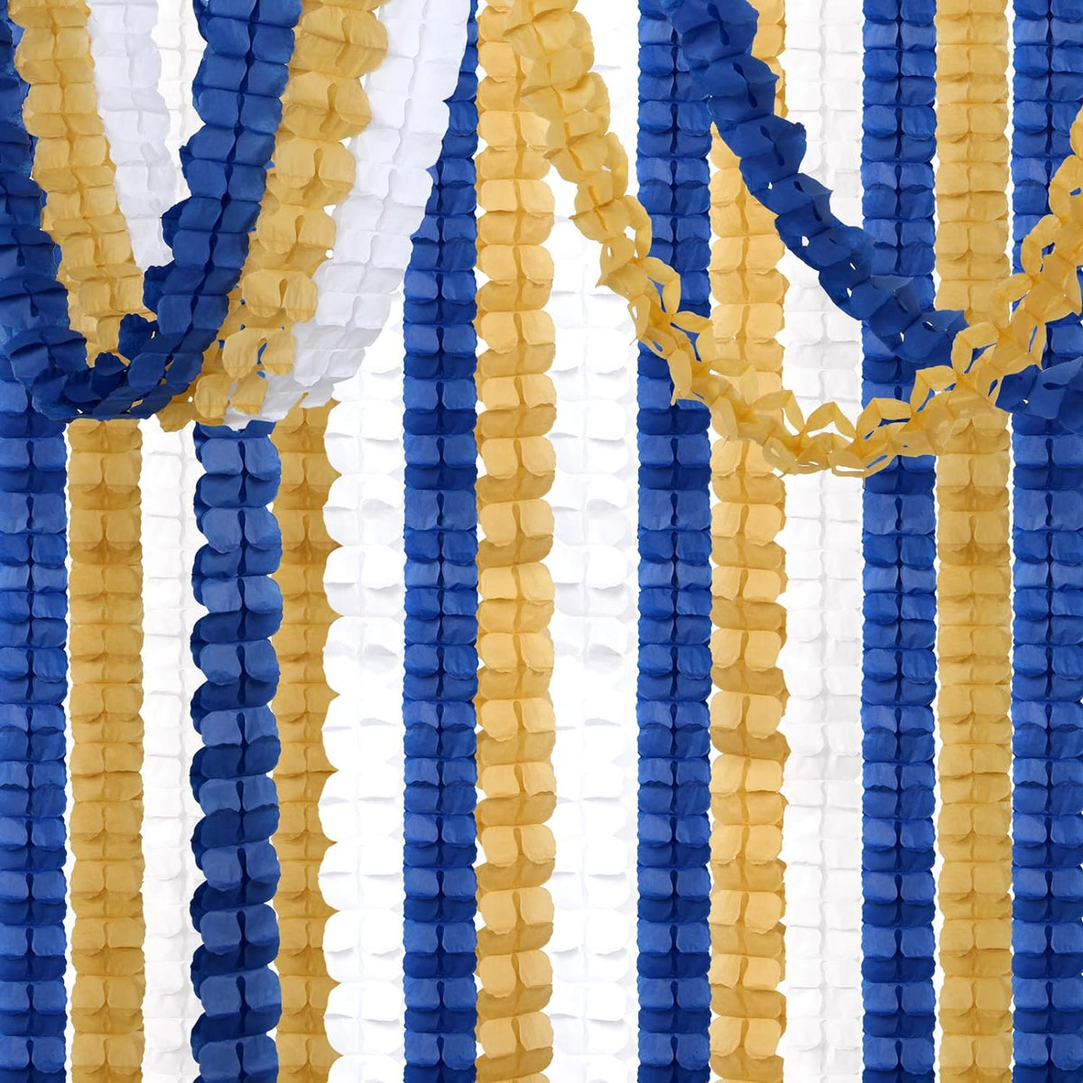 Navy-Blue White-Gold Party-Decorations Streamers Garland - 12pcs Royal Blue Graduation 2025 4-Leaf