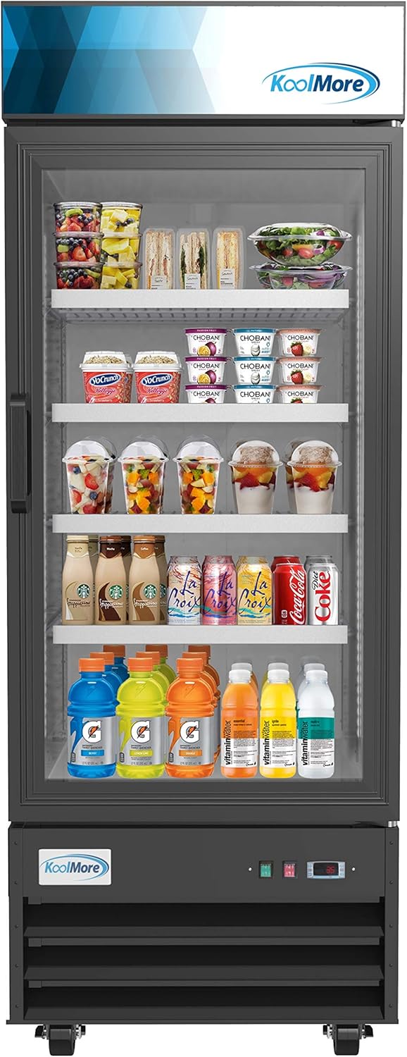 KoolMore MDR-1GD-23C Commercial Glass 1 Door Display Refrigerator Merchandiser - Upright Beverage