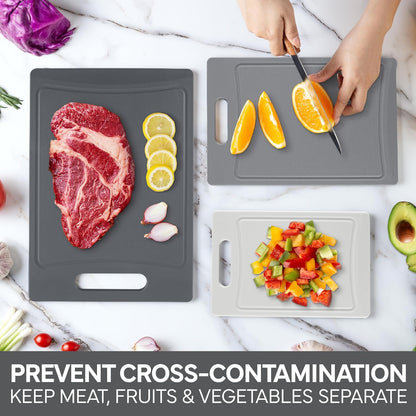 COOK WITH COLOR Non-Slip Cutting Board Set – Kitchen Essentials with Easy Grip Handle for Meat