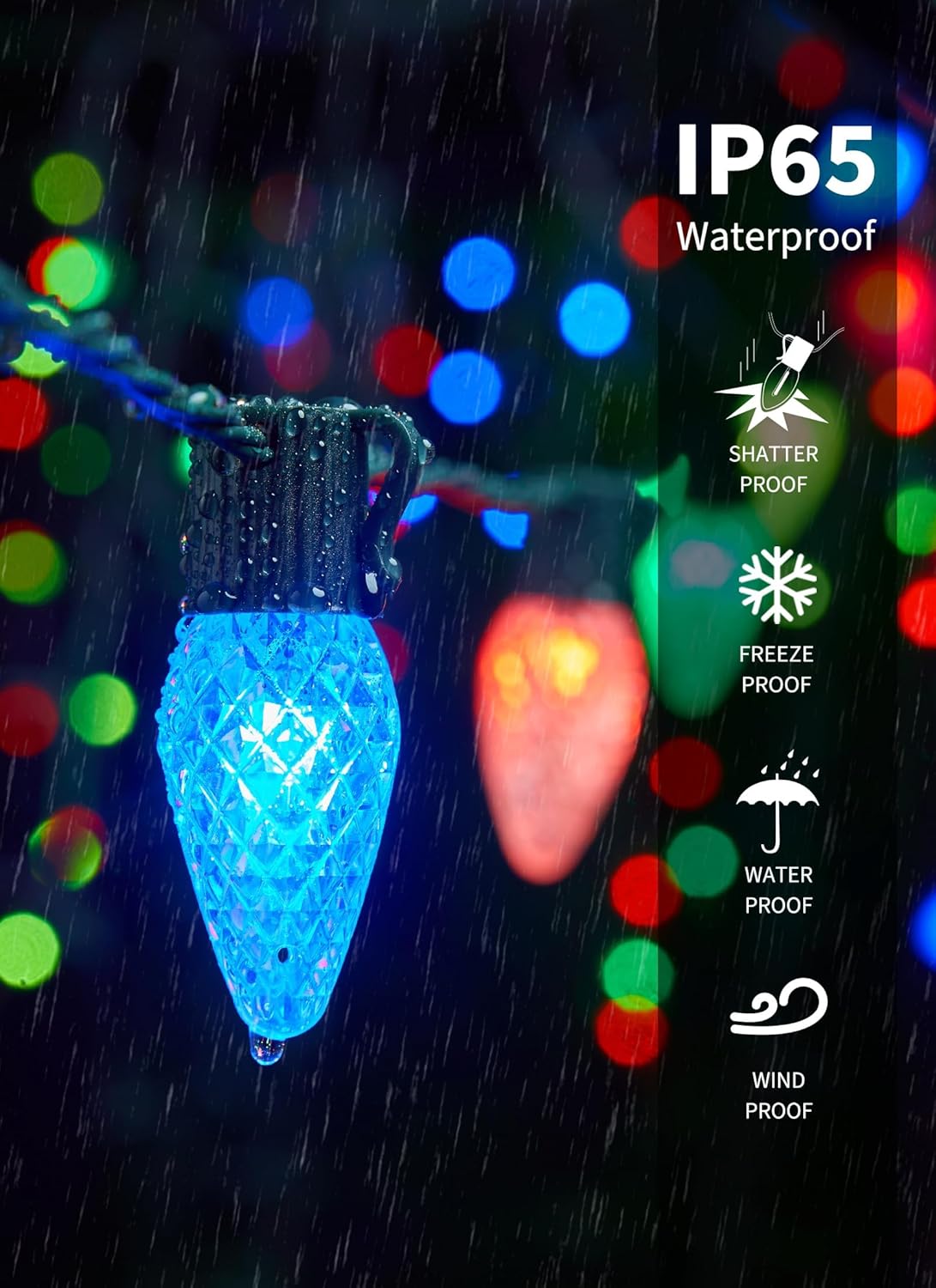 Brightown Smart C9 Christmas Lights Outdoor, 150 LED Christmas Color Changing Fairy Lights App