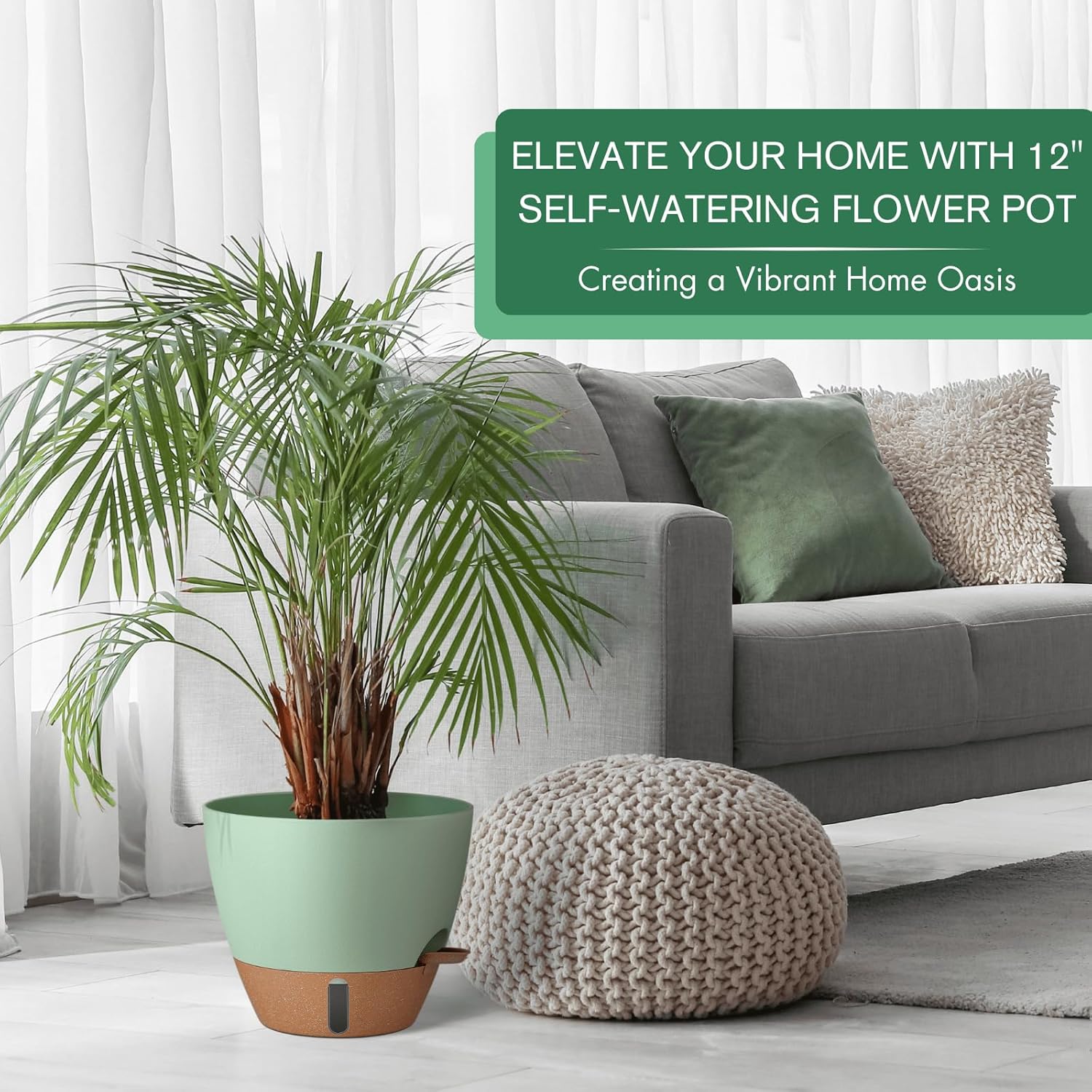 12/10/8 Inch Self Watering Pots for Indoor Plants Plastic Large Plant Pot for Outdoor Plants, Water