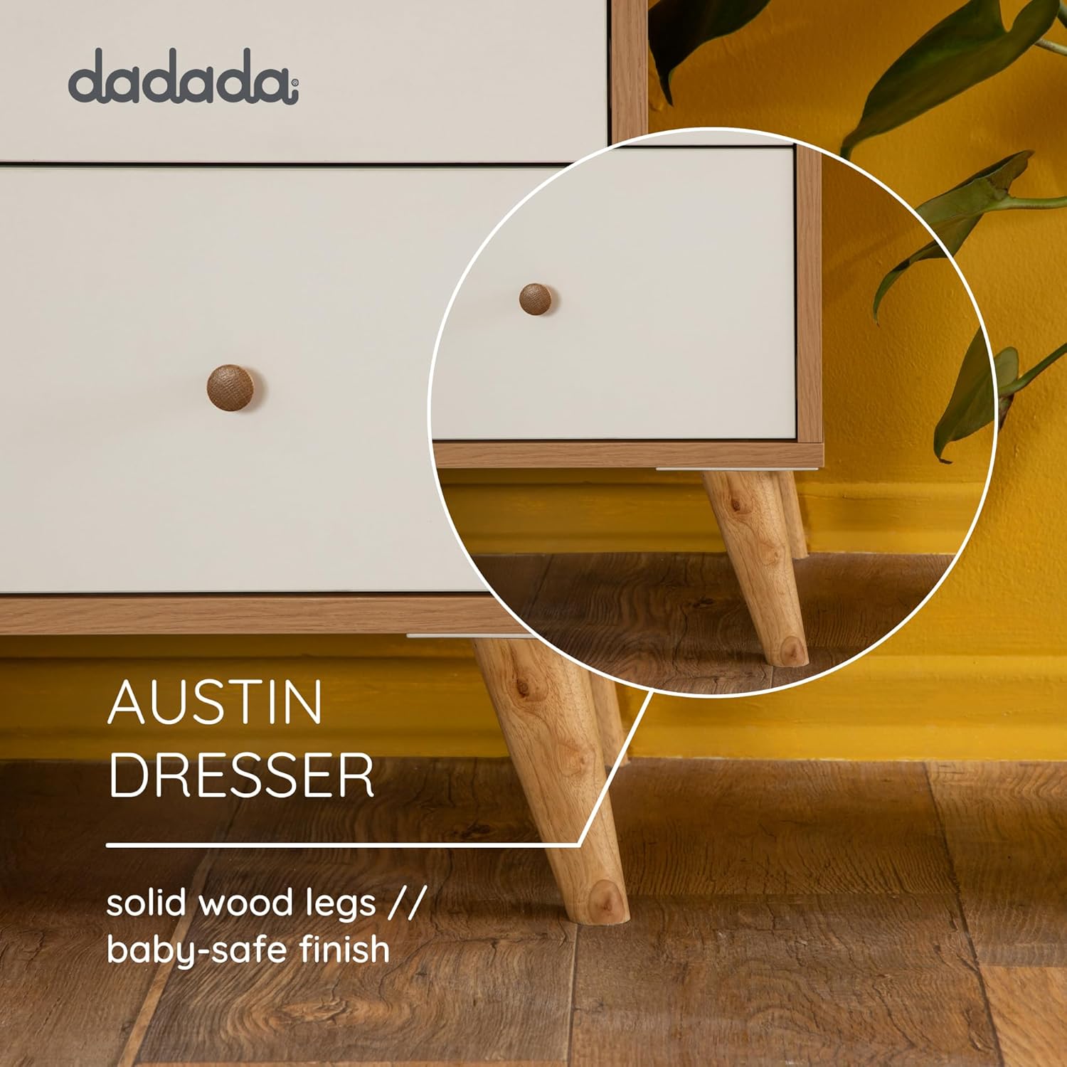 dadada Austin 5-Drawer Dresser for Nursery and Bedroom - Modern Design, Large Storage, Baby-Safe
