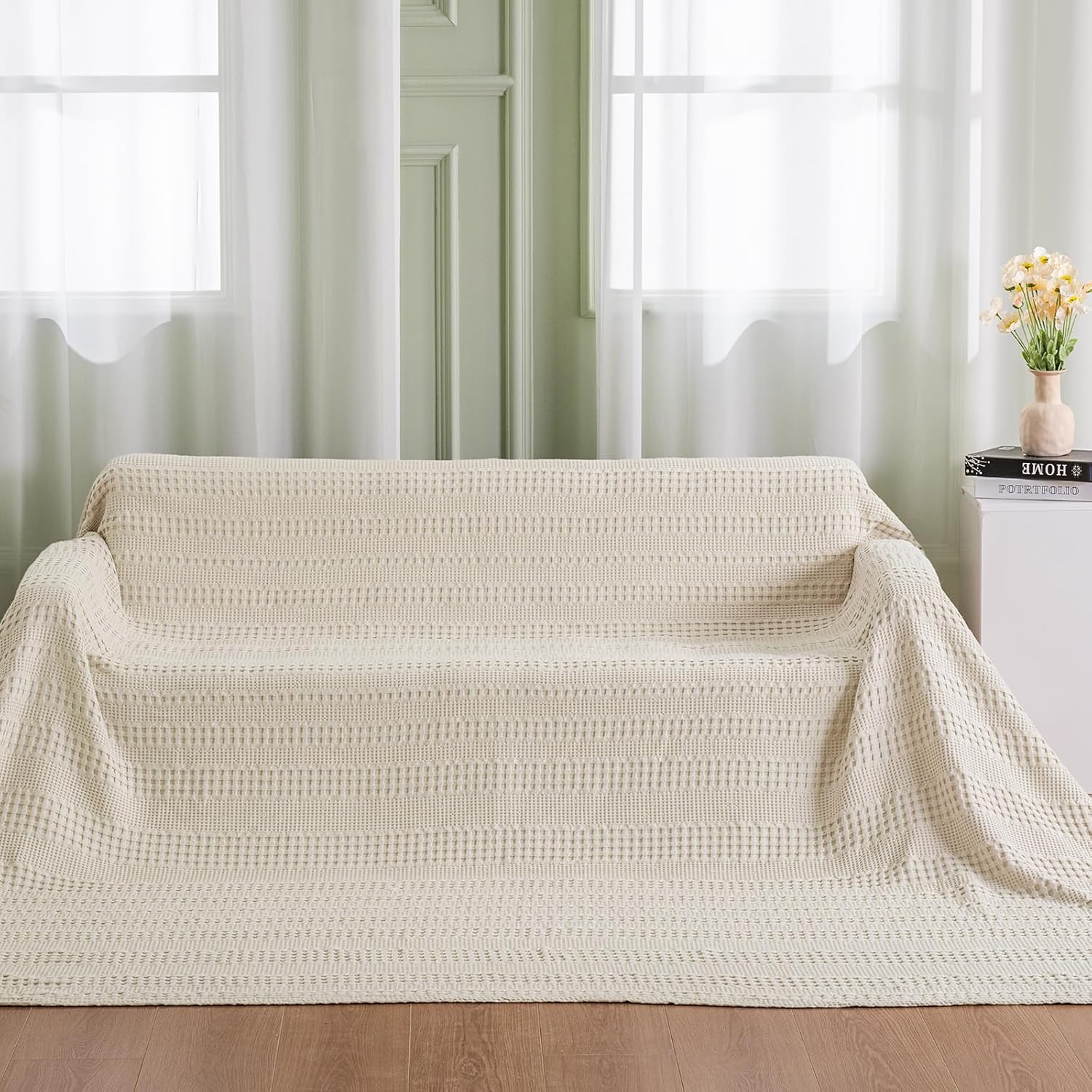 PHF Cooling Waffle Blanket California King Size, Lightweight 60% Rayon Derived from Bamboo & 40%