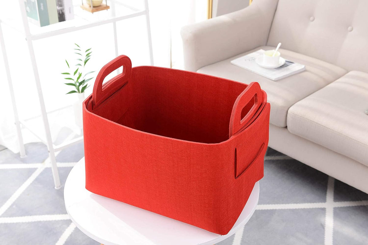 Minoisome Storage Basket Felt Storage Bin Collapsible& Convenient Box Organizer with Carry Handles
