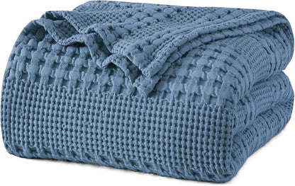 PHF 100% Cotton Waffle Weave Blanket Twin Size, Soft Lightweight Breathable Cozy Summer Blankets