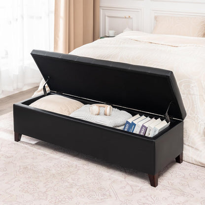 Joveco Storage Ottoman Bench, 51 Inch Leather Tufted Upholstered Bench for End Foot of Bed