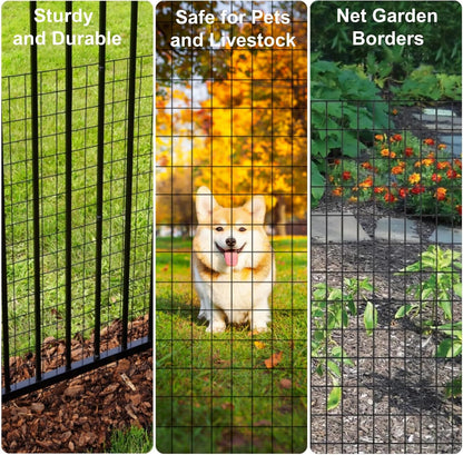 Wire Fence 24in x 50ft, 2X 3 16GA, Black PVC Coated Garden Fence for Yard Garden Border Fencing