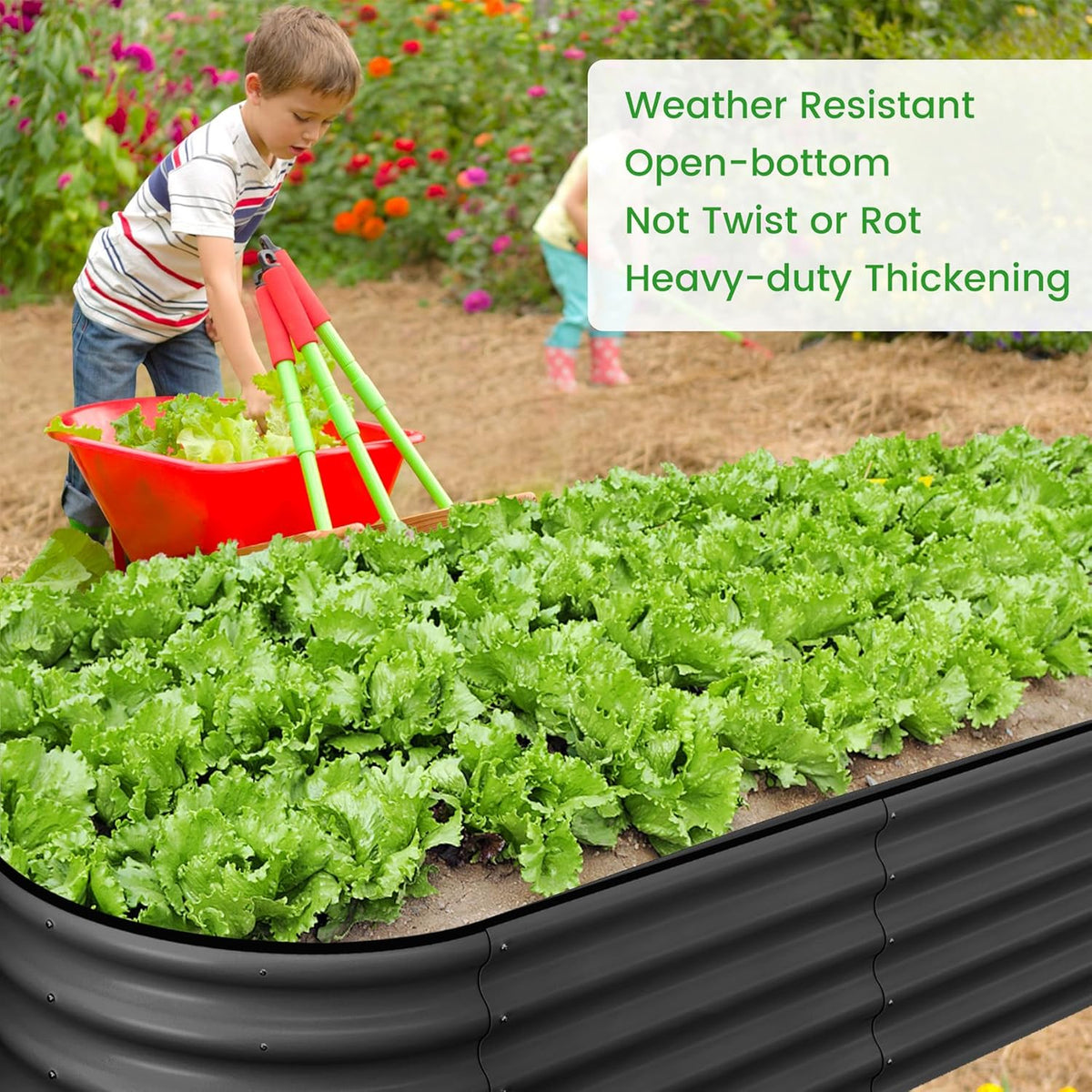 2 Pcs 4.5x2x1ft Oval Raised Garden Bed, Galvanized Raised Beds,Open-Ended Base Metal Raised Planter